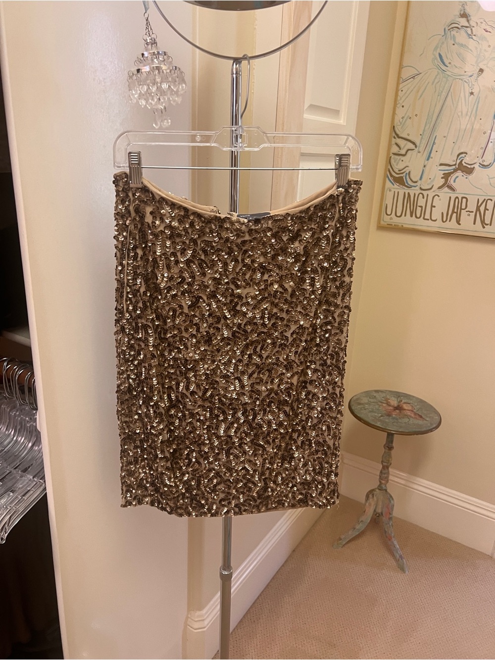 Vince Bronze Sequin Pencil Skirt